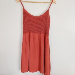 Garage Orange Crochet Baby Doll Dress / Tunic tank top spaghetti strap